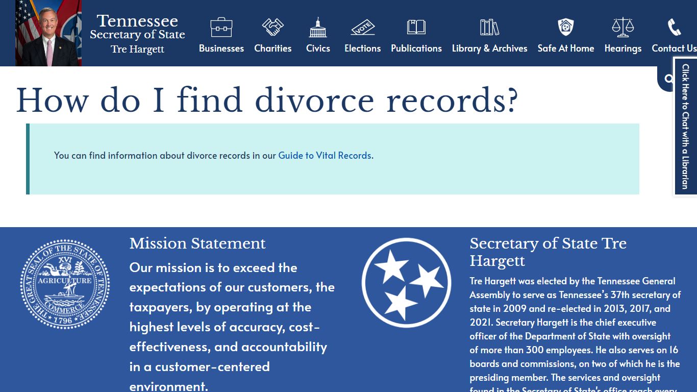 How do I find divorce records? | Tennessee Secretary of State